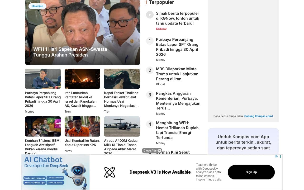 Kompas - section "Terpopuler"