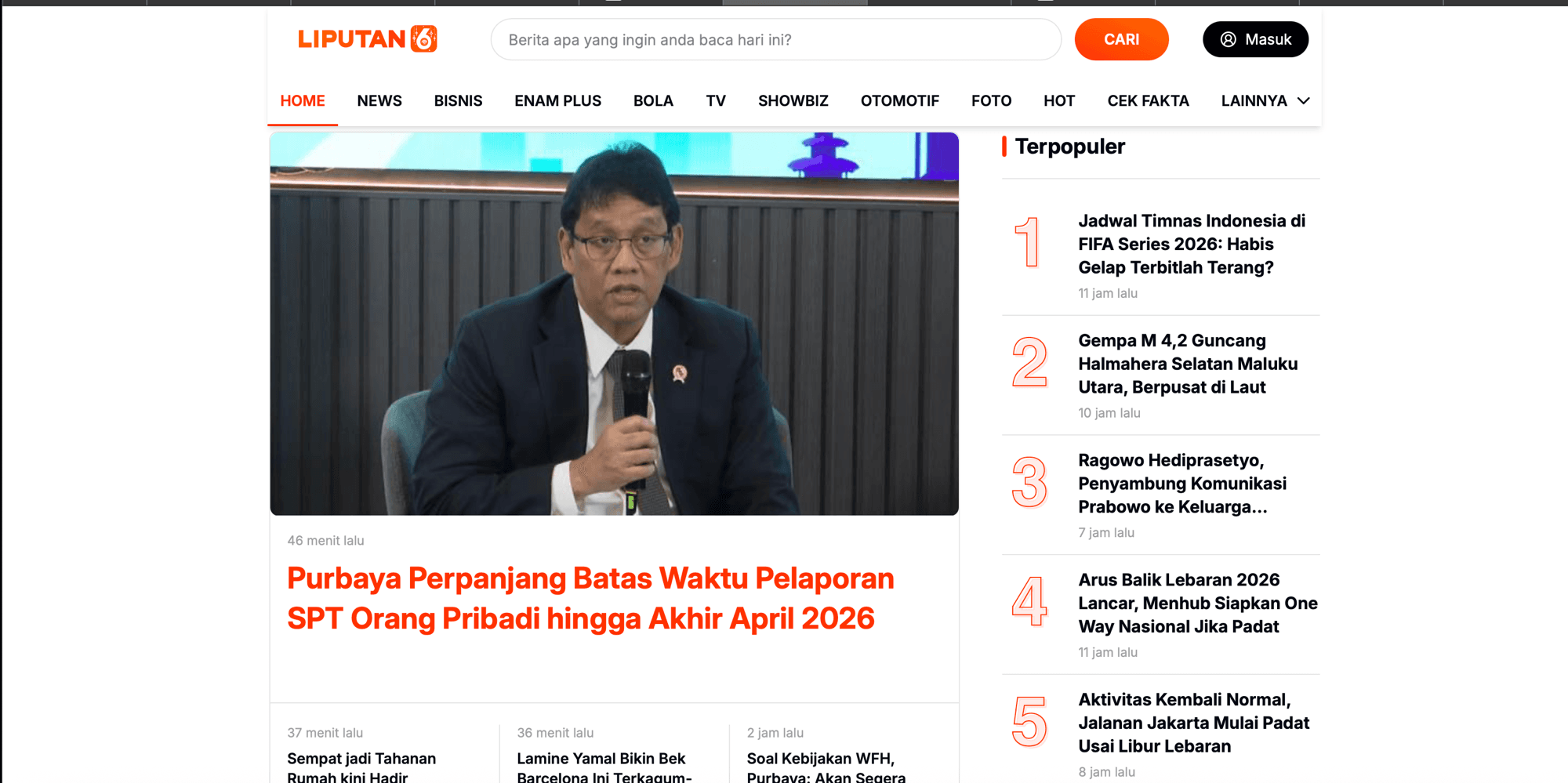 Liputan6 - section "Terpopuler"